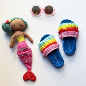 The Rainbow Ruffle Slide Sandals